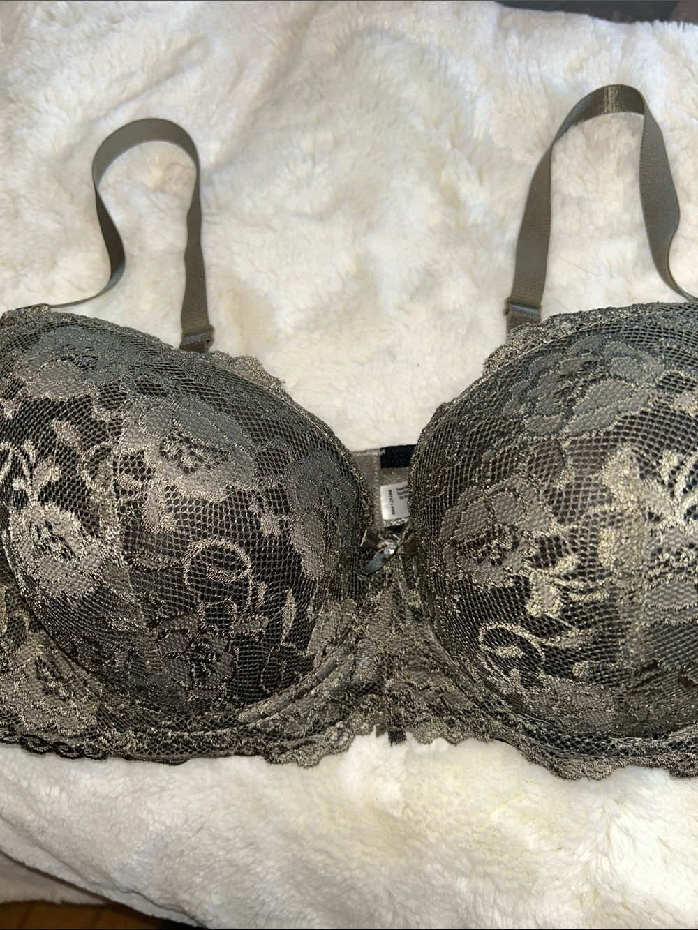 Lace Overlay Bra in Olive Green